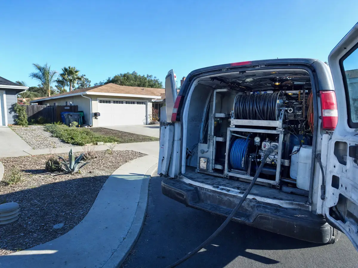 Service van arriving on a Torrance, CA street — local same-day coverage